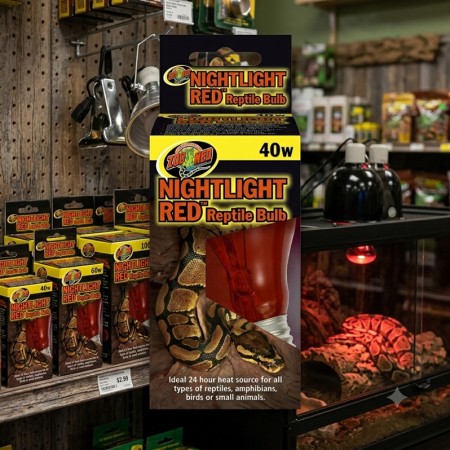 Zoo Med Nightlight Red 40W – Lampe de nuit reptile – Verre rouge – Chaleur discrète
