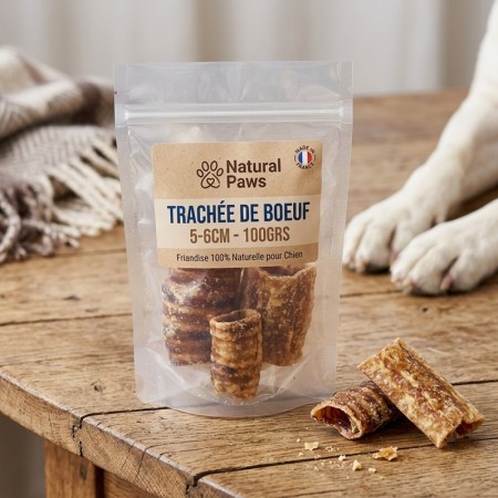 Trachée de bœuf 5-6cm 100g – Friandise naturelle chien – Sans gluten – Europe