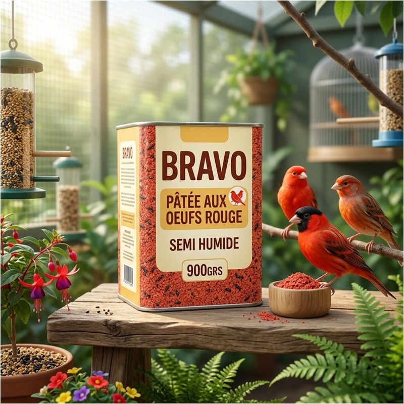 BRAVO - PATÉE AUX OEUFS ROUGE - SEMI HUMIDE - 900GRS