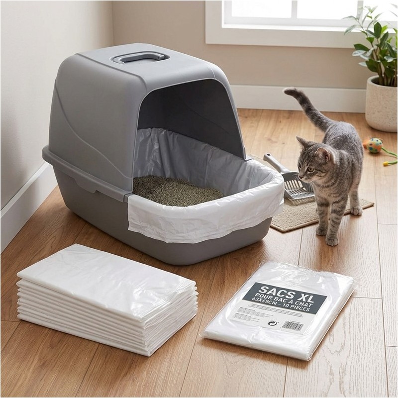 SACS XL POUR BAC À CHAT 63X49CM - 10 PIÈCES