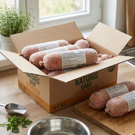 CONGELE - BOITE BARF DE POULET NATUREL  - 10 X 1KG