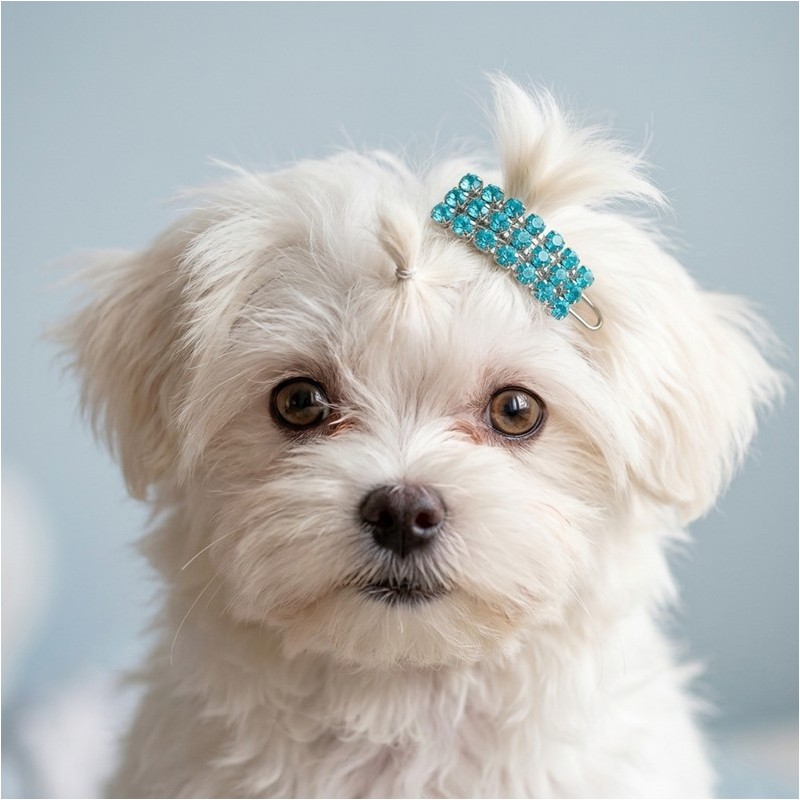 BARETTE 3 RANGÉES DE STRASS BLEU