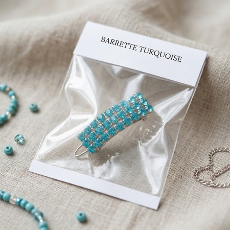 Barrette 3 rangées de strass bleu pour chien | 2,5 x 1 cm | Clip