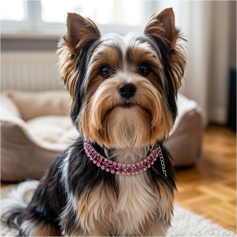 COLLIER DE STRASS ROSE ET MAGENTA MEDIUM