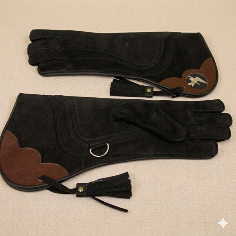 GANT AIGLE CUIR NUBUCK [4] LARGE - NOIR AVEC LOGO - 45CM