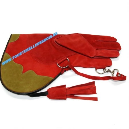 GANT CUIR SUEDE [2] LARGE - ROUGE / NATUREL - 36CM