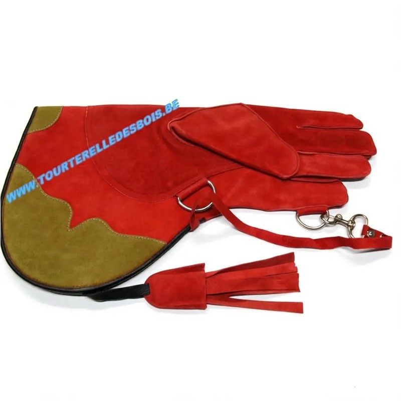 GANT CUIR SUEDE [2] LARGE - ROUGE / NATUREL - 36CM