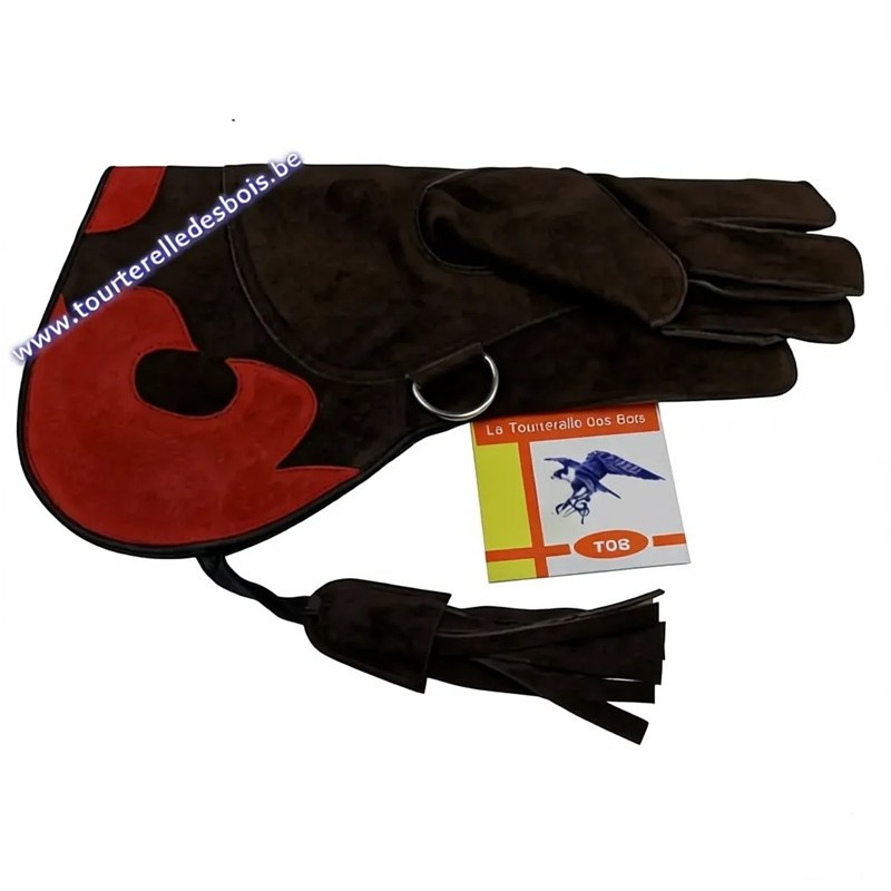 GANT CUIR SUEDE [2] LARGE - BRUN / ROUGE - 36 CM