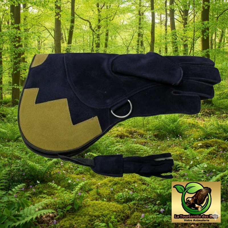GANT CUIR SUEDE [2] LARGE - VERT / OCRE -  35 CM.