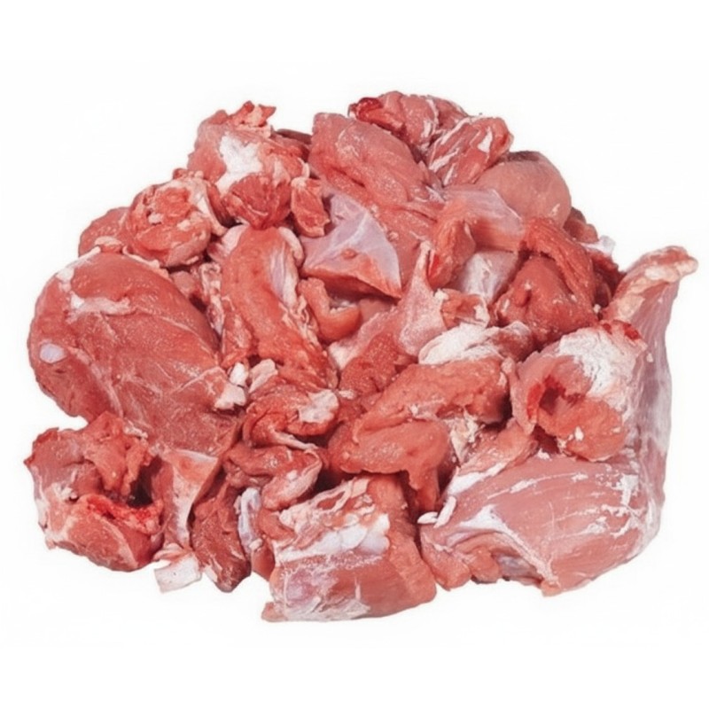Viande de veau en cubes surgelée 1kg pour BARF et carnivores