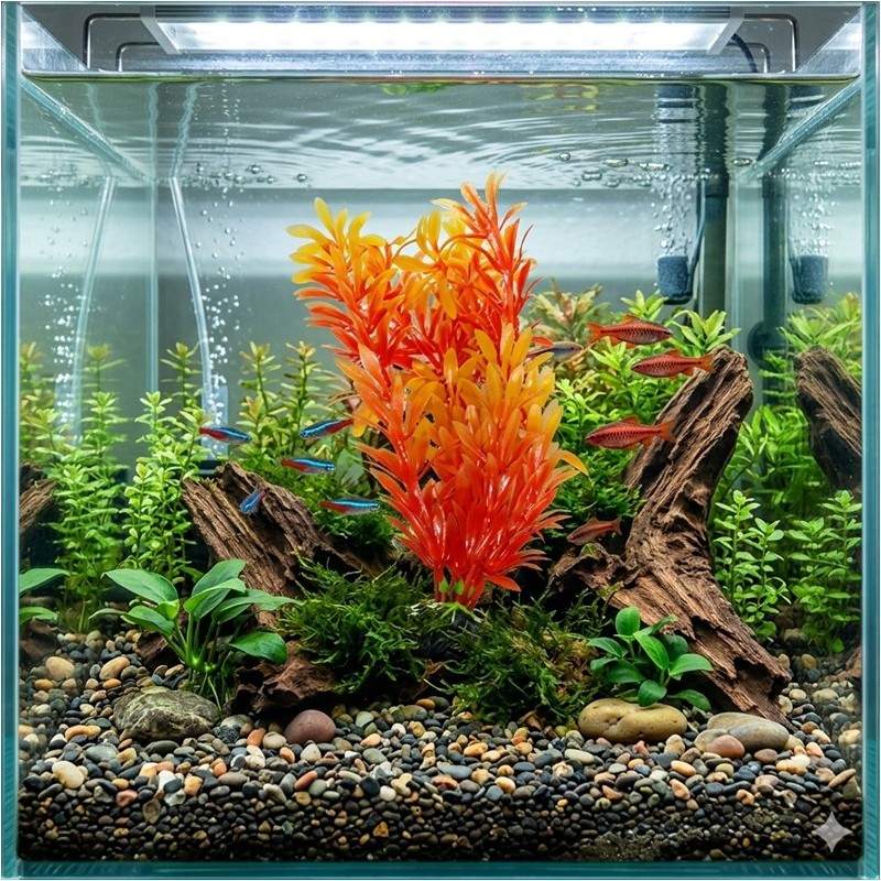 PLANTE FEUILLUE ORANGE ET ROUGE 20 CM