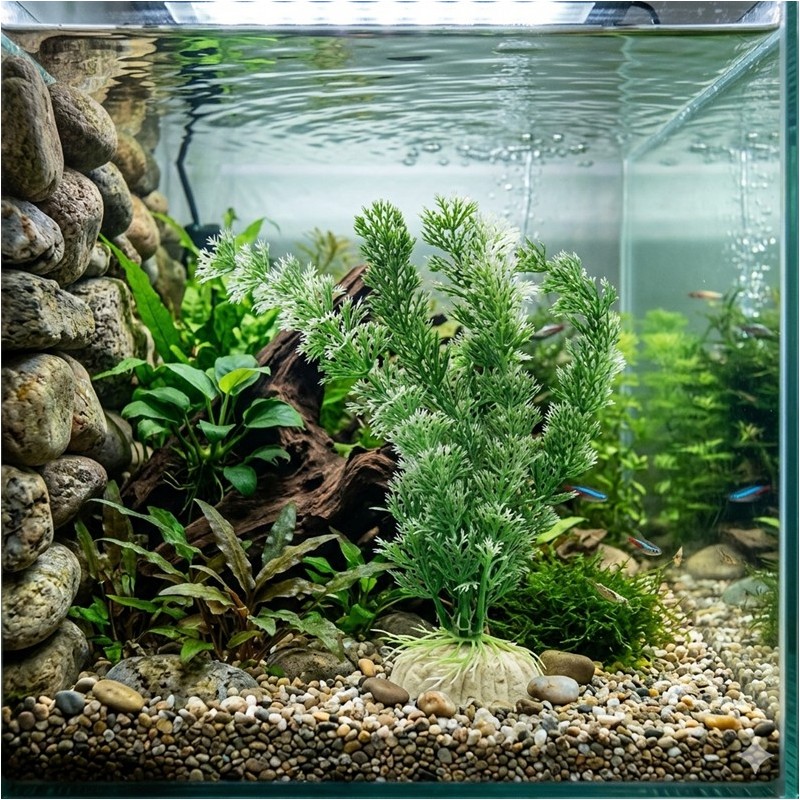 PLANTE PLASTIC VERT ET BLANC VERT 15 CM